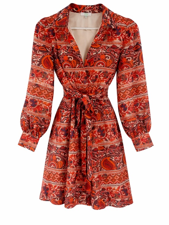 Jade Melody Tam Dresses & Skirts - Jade Melody Tam Women's Small Earth Tones Paisley Shirt Dress Tie Waist Indie